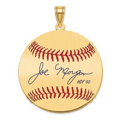 Black Bow Jewelry 14K Gold Plated Joe Morgan Signature LG Enamel Baseball Pendant