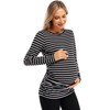 Coolmee Maternity Shirt Long Sleeve Basic Top Ruch Sides Bodycon Tshirt for Pregnant Women with Button - 4 of 4