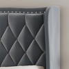 Queen Size Upholstered Platform Bed with Wingback Headboard and Wood Slat Support - 4 of 4