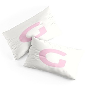 Deny Designs King April Lane Art Block Pink Monogram G Microfiber Printed Pillow Sham - 1 of 3