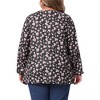 Women's Plus Size Keyhole Floral Pleated Long Sleeve Flowy Casual Tunic Blouse - Agnes Orinda - 4 of 4