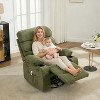 360° Swivel Massage Rocker Recliner with Heat, Linen Glider Chair for Adults, Side Pocket & 2 Cup Holders – Living Room & Bedroom Comfort - 2 of 4