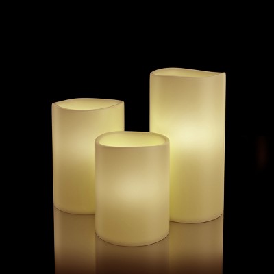 3-Piece Flameless Candle Set - Remote Controlled, LED Candles, Real Wax, Battery Operated for Home, Wedding, or Christmas Decor by Lavish Home (White)