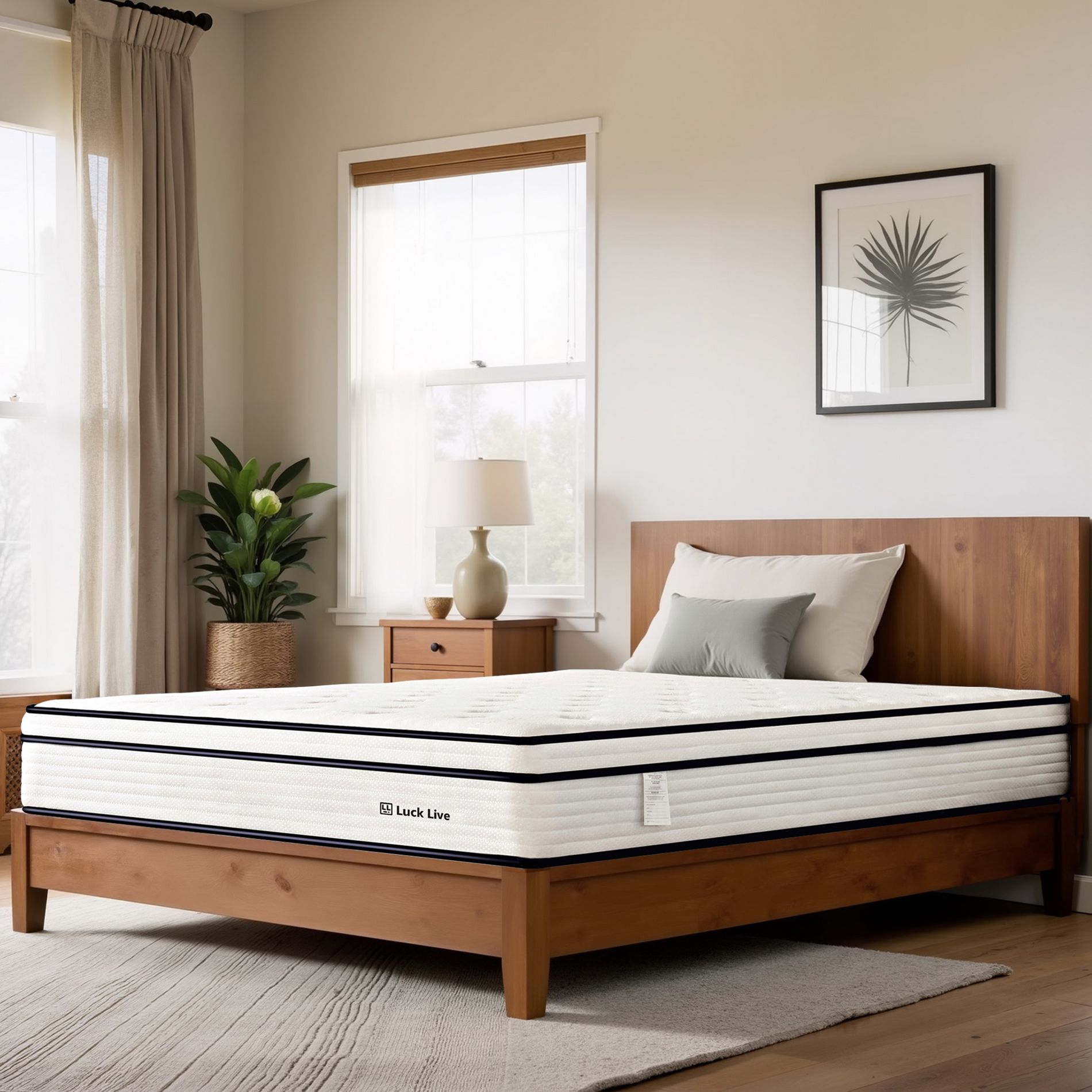 Luck Live 12-inch foam hybrid mattress Queen, Euro top, individually wrapped coils, medium soft, CertiPUR-US