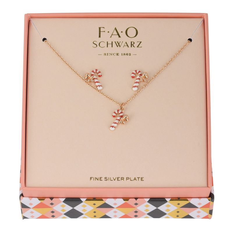 FAO Schwarz Candy Cane Necklace and Earring Set, 2 of 3