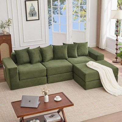 10-in-1 Folding Convertible Sleeper Sofa BedCorduroy Upholstered Mattress Couch , Compressed Floor Sofa Modular Futon Couch