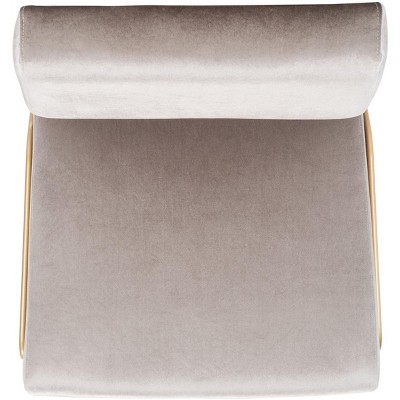 Romilly 32" Slipper Accent Chair in Gray Velvet and Gold Metal