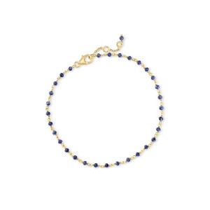 Ross-Simons 2.5-3mm Lapis Bead Anklet in 18kt Gold Over Sterling Size 9 - 1 of 4