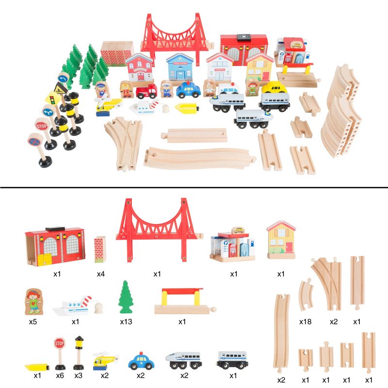 Toy Time Kids' Deluxe Wooden Train Table Set - 75-Piece Play Set, 3 of 9