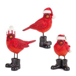 Melrose Santa Boot Cardinal Bird Figurine (Set of 3) - 1 of 4