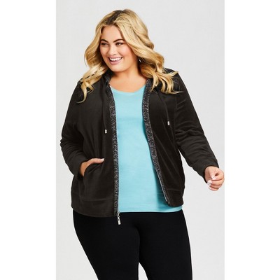 Avenue Women's Plus Size Metallic Velour Jacket