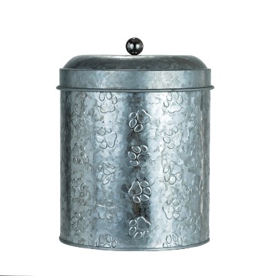 Amici Pet Puppy Paws Galvanized Metal Food Canister, Medium, 104oz