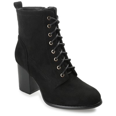 Journee Collection Womens Baylor Lace Up Stacked Heel Booties : Target