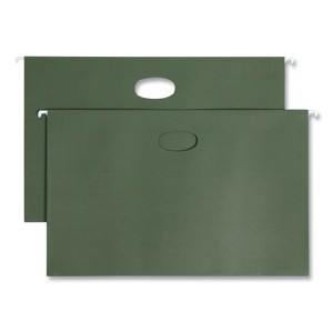 Smead Hanging Pockets with Full-Height Gusset, 1 Section, 3.5" Capacity, Legal Size, Standard Green, 10/Box - 1 of 4