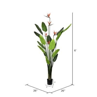 76" Green Plastic Potted Christmas Palm Floor Plant