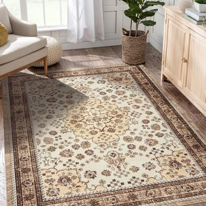 Washable Area Rug Vintage Foldable Thin Rug,Soft Low-Pile Non-Slip Stain Resistant Floor Indoor Outdoor Carpet - 1 of 4