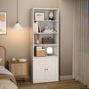CuisinSmart 71.4" Tall Bookcase with 2 Doors, Freestanding Farmhouse Bookshelf with Storage Shelves for Living Room Bedroom Office - 3 of 4
