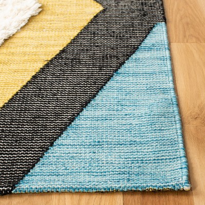 Hand-Knotted Black and Ivory Wool Rectangular Area Rug, 6' x 9'