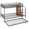 Twin Over Full Metal Bunk Bed with Wire Shelving,  Lateral Storage Ladder and Wardrobe - ModernLuxe - 4 of 4