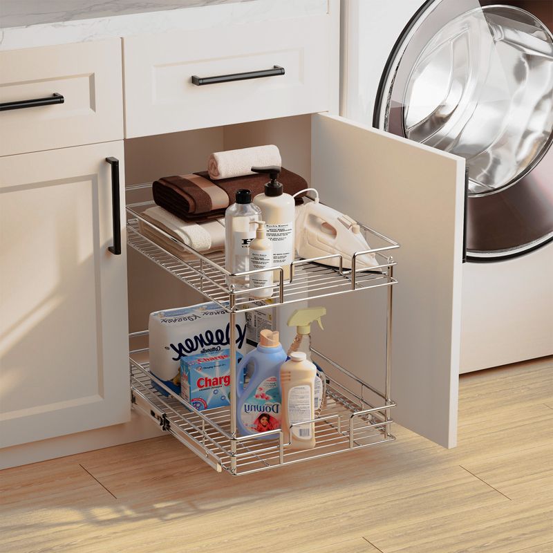 HOMLUX Pull-Out 2 Tier Home Organizer, slide out single, 4 of 7