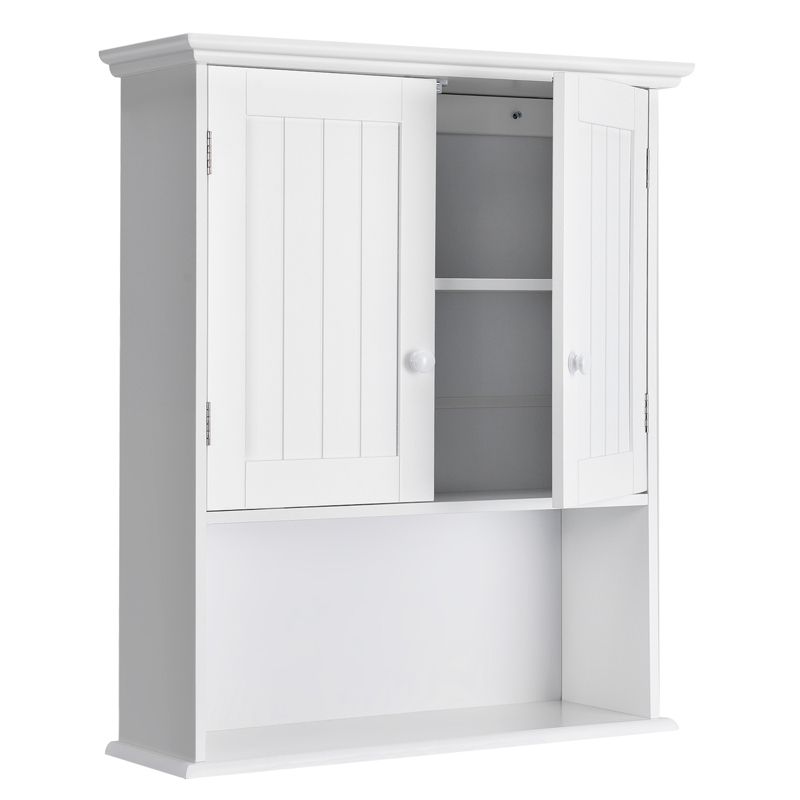 Tangkula Wall Mounted Bathroom Cabinet Medicine Cabinet Storage Organizer with 2 Doors & Adjustable Shelf Grey/White, 4 of 9