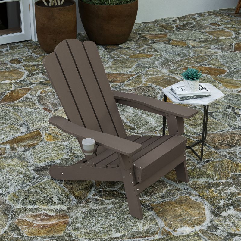 Merrick Lane Adirondack Chair with Cup Holder, Weather Resistant HDPE Adirondack Chair, 5 of 13