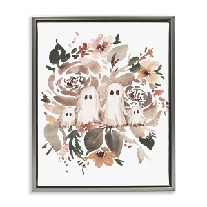 Stupell Industries Little Ghosts with Botanicals Floating Frame Canvas Art - 1 of 4