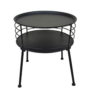 VIP Home and Garden VIP Metal 22 in. Black Round End Table with Wire ...