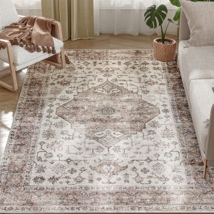 HOMCOM Area Rug, Boho Machine Washable Rug, Non-Slip Low Pile Carpet for Living Room, Bedroom, Dining Room, Home Office - 1 of 4