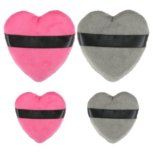 Unique Bargains Soft Heart Shape Puff Loose Powder Blender Beauty Makeup Tool Short Plush 4 Pcs - 1 of 4