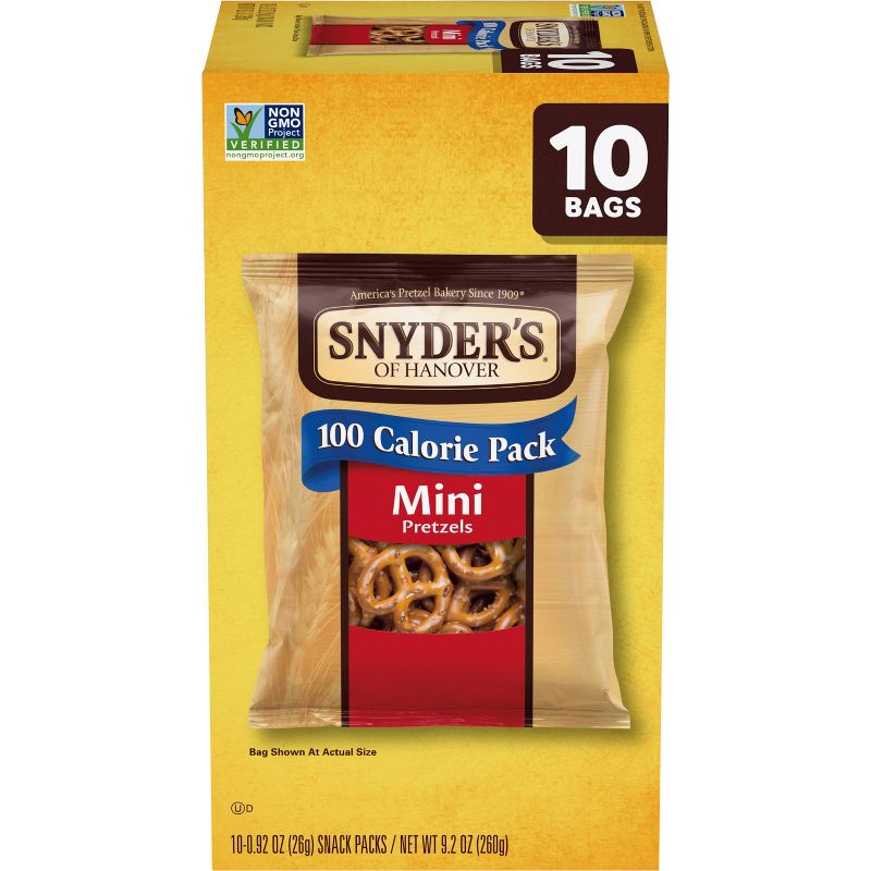Snyder&#39;s of Hanover - 100 Calorie Mini Pretzels Individual Packs - 10ct, 1 of 8
