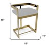 HomeRoots 26" Gold and Gray Metal and Velvet Low Back Counter Height Bar Chair - 3 of 4