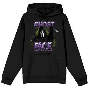 Ghostface Neon Spray Ghostface Women's Black Long Sleeve Hooded Sweatshirt - 1 of 2
