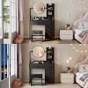 Small Vanity Desk with Lighted Round Mirror & Power Outlet, Makeup Vanity Table with 4 Fabric Drawers & 3 Shelves, Modern Dressing Table for Bedroom - 2 of 4