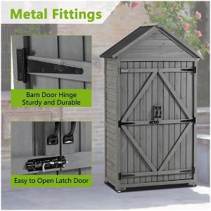 Wooden Outdoor Storage Shed with Shelves - Ideal for Garden Tools, Patio Storage, and Outdoor Spaces - 1 of 4