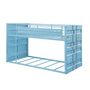 80"Twin/Twin Bunk Bed Cargo Loft and Bunk Bed Aqua Finish - Acme Furniture - 1 of 4