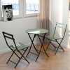 VYNXARIA 3 Piece Patio Bistro Set of Foldable Round Table and Chairs, Dark Green - 2 of 4
