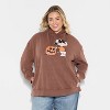Women's Snoopy Pumpkin Fleece Graphic Hooded Sweatshirt - Brown - 2 of 3