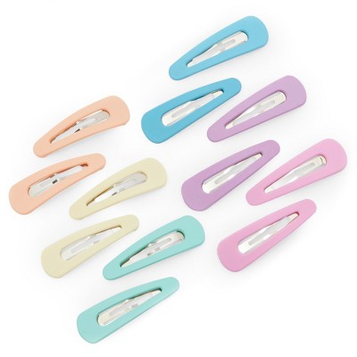 Glamlily 12 Pack Large Snap Hair Clips, Cute Hair Accessories for Women Girls, 6 Pastel Colors (2.4 In)
