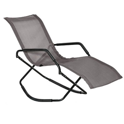 59.75'' Rocking Patio Chaise Lounge Rocker for Sunbathing Foldable Portable Outdoor Patio Chair, Brown