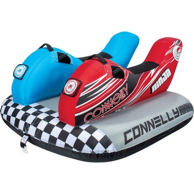 CWB Connelly Ninja 2 Person Saddle Seat Double Jet Ski Inflatable Pull Behind Boat Towable Water Inner Tubing Tube, Blue/Red