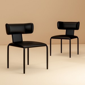 ATJafurn Faux Leather Upholstered Dining Chairs Side Chairs with Backrest and Carbon Steel Legs (Set of 2) - 1 of 4