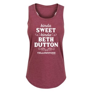 Women's - Yellowstone - Kinda Sweet, Kinda Beth Dutton Graphic Racerback Tank - 1 of 4