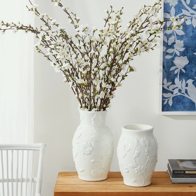 White Floral Ceramic Table Vase