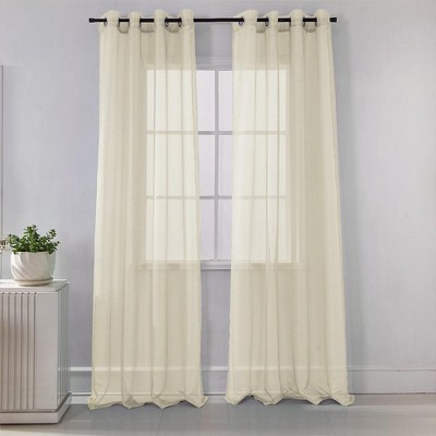 Ramallah Lonnie Grommet Curtain Panel - 54x90", Beige