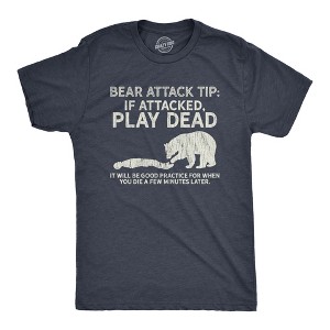 Mens Bear Attack Tip T Shirt Funny Camping Hiking Outdoor Adventure Sarcastic Tee - Crazy Dog Men's T Shirt - 1 of 4
