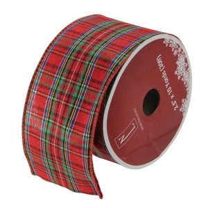 Northlight Red and Blue Plaid Wired Christmas Craft Ribbon 2.5" x 10 Yards - 1 of 3
