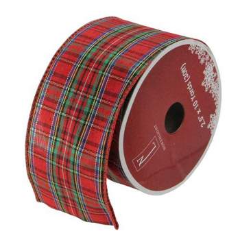 Northlight Red and Blue Plaid Wired Christmas Craft Ribbon 2.5" x 10 Yards