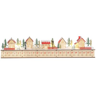 Aghana Digitals Wooden-Effect Christmas Advent Calendar with 24 Drawers, 15 LED Lights, Cordless