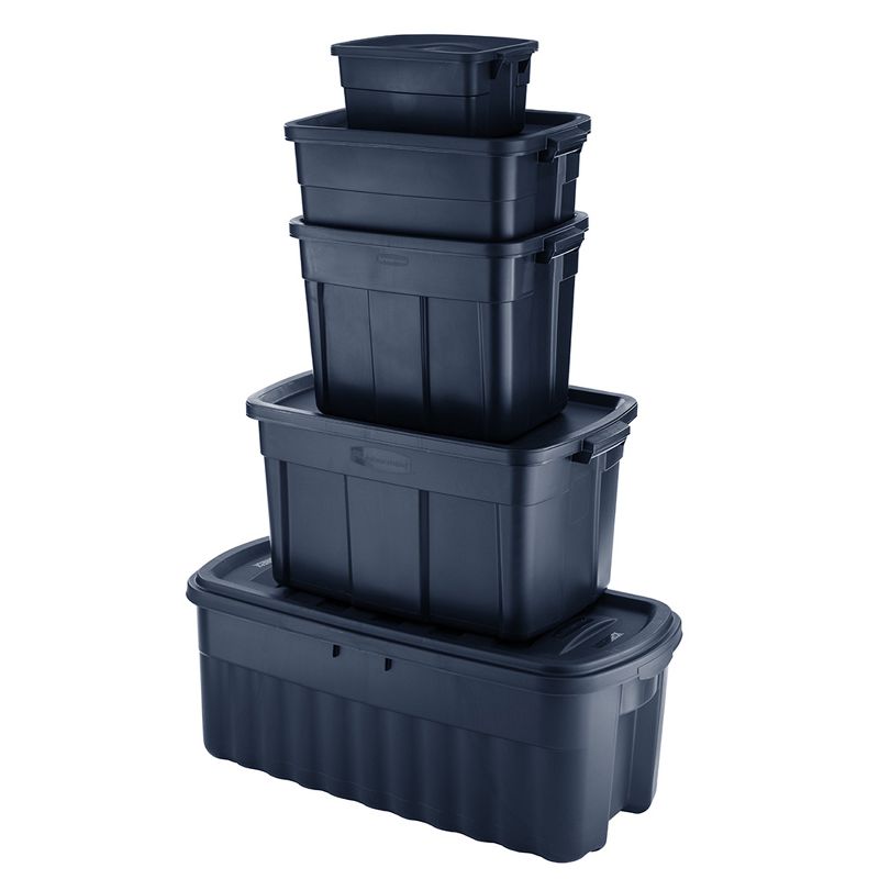 Rubbermaid Roughneck Home/Office 18 Gallon Rugged Latching Plastic Storage Tote with Lid, Dark Indigo Metallic (12 Pack), 4 of 7